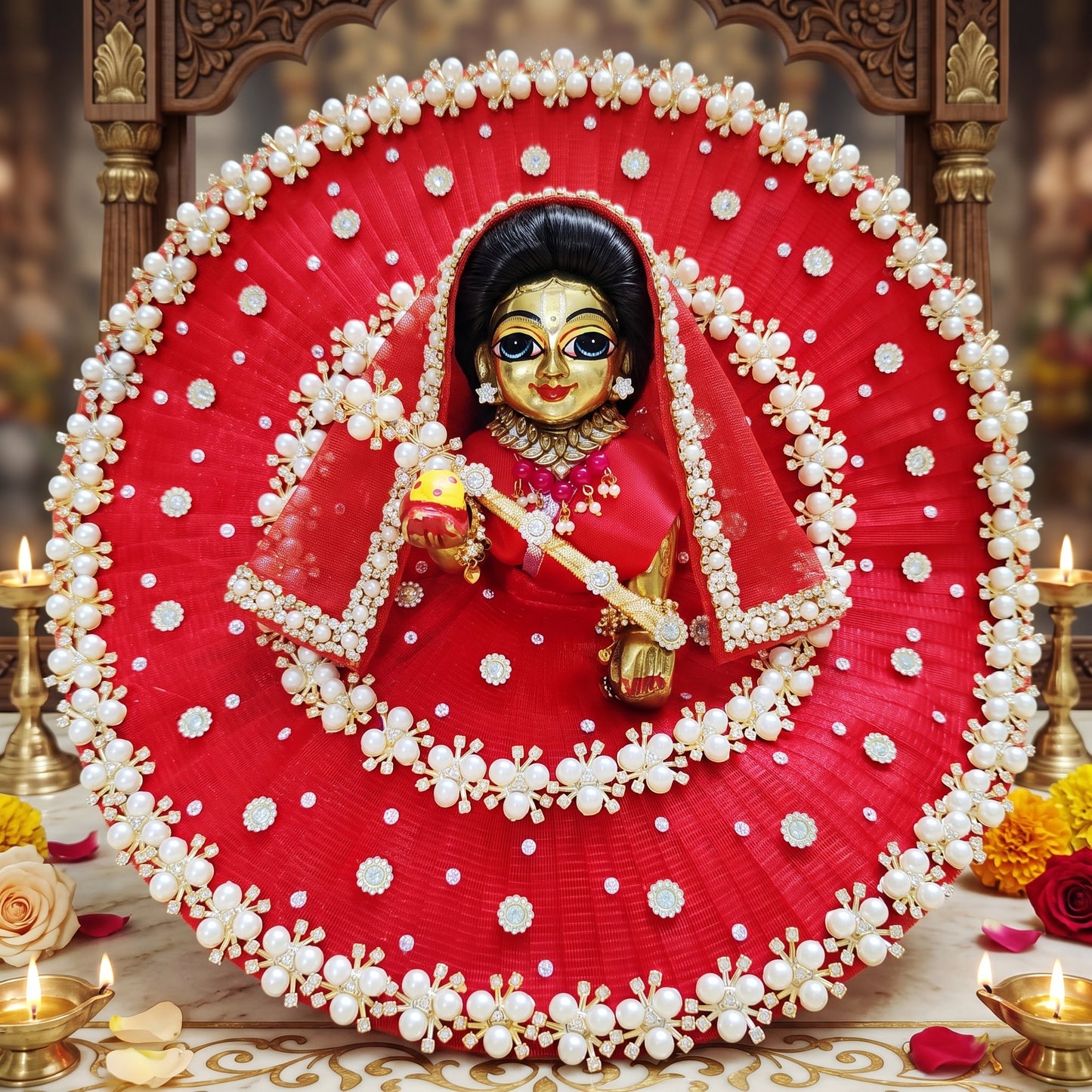 Radha Rani Pearl Lehenga with Chunri, Bansuri and a Surprise Gift