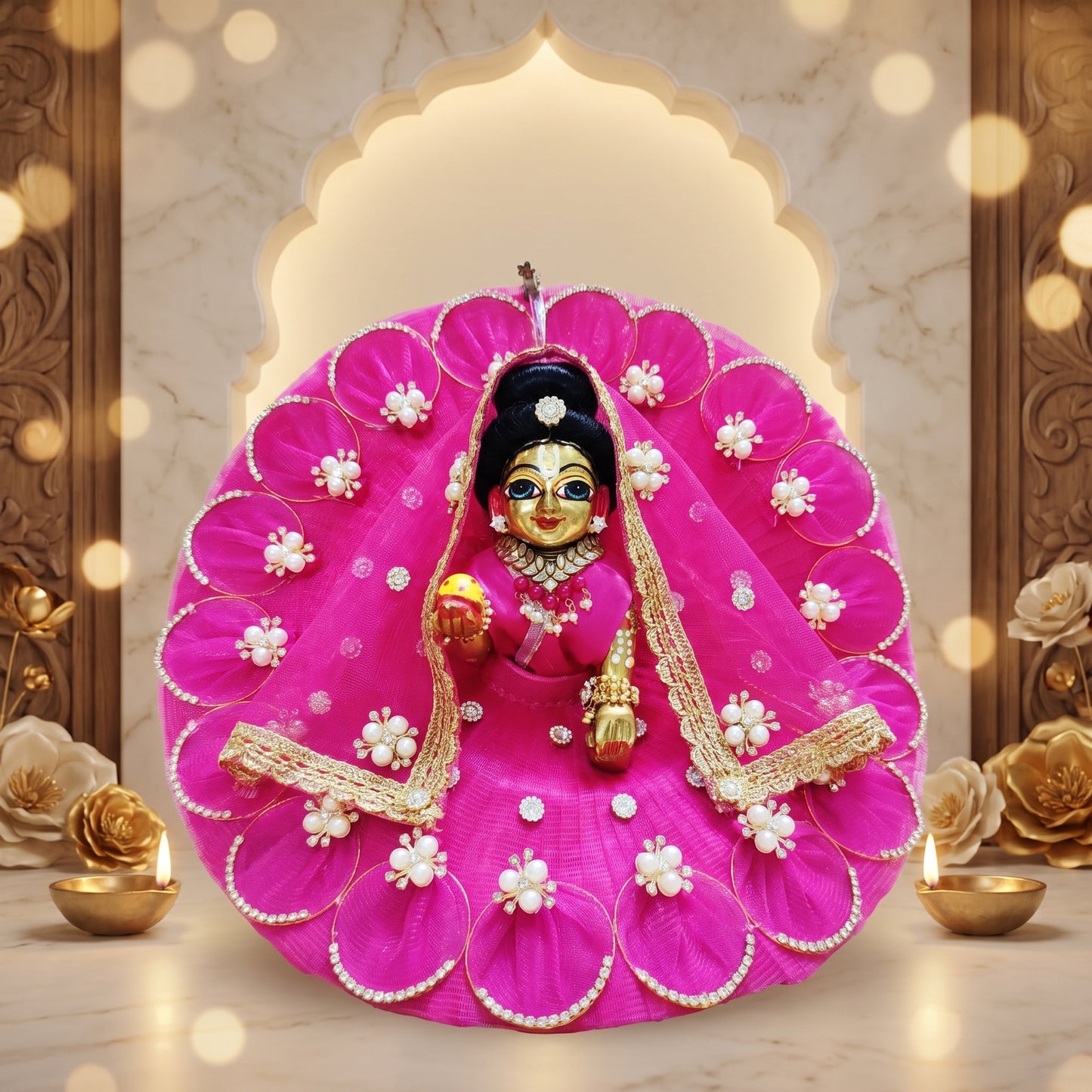 Radha Rani Petal & Pearl Dress with Dupatta, Bansuri and a Surprise Gift