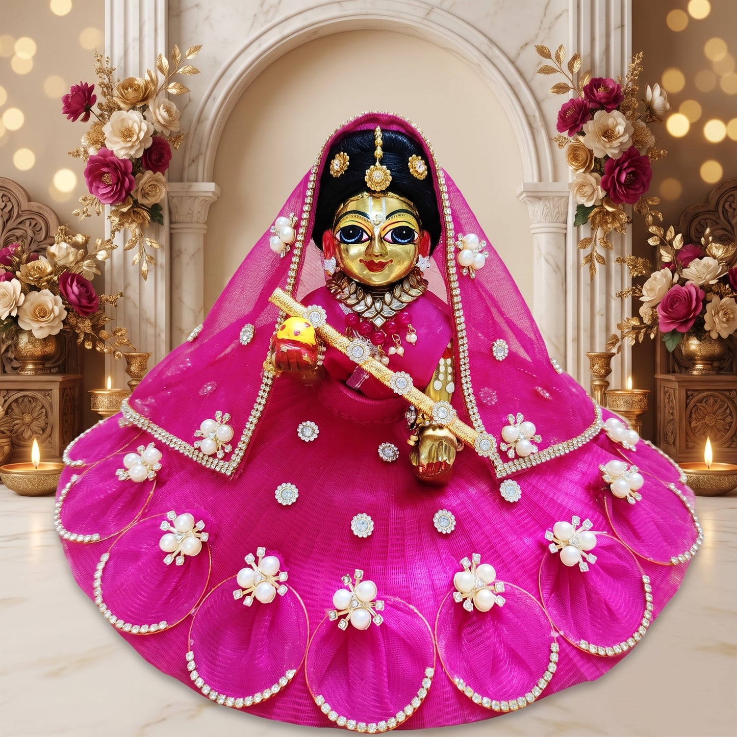 Radha Rani Petal & Pearl Dress with Dupatta, Bansuri and a Surprise Gift