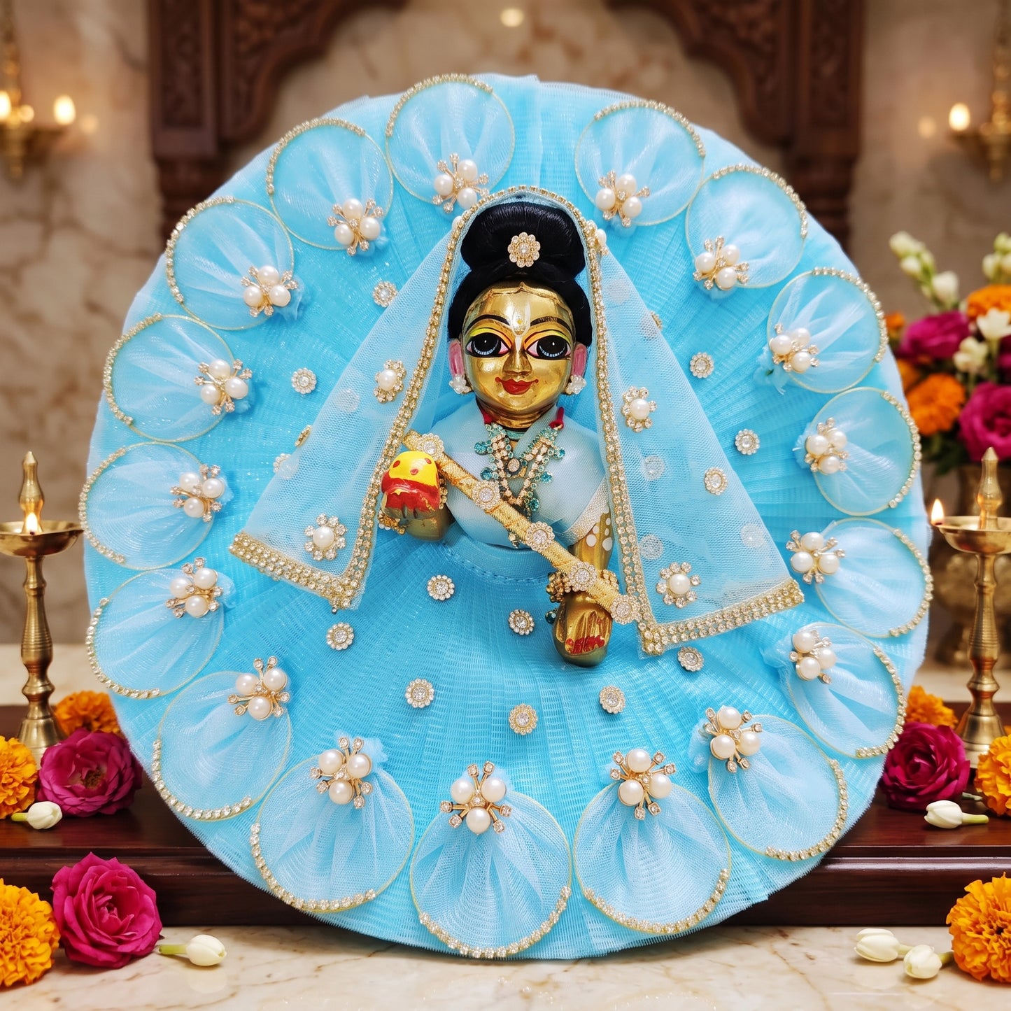 Radha Rani Petal & Pearl Dress with Dupatta, Bansuri and a Surprise Gift