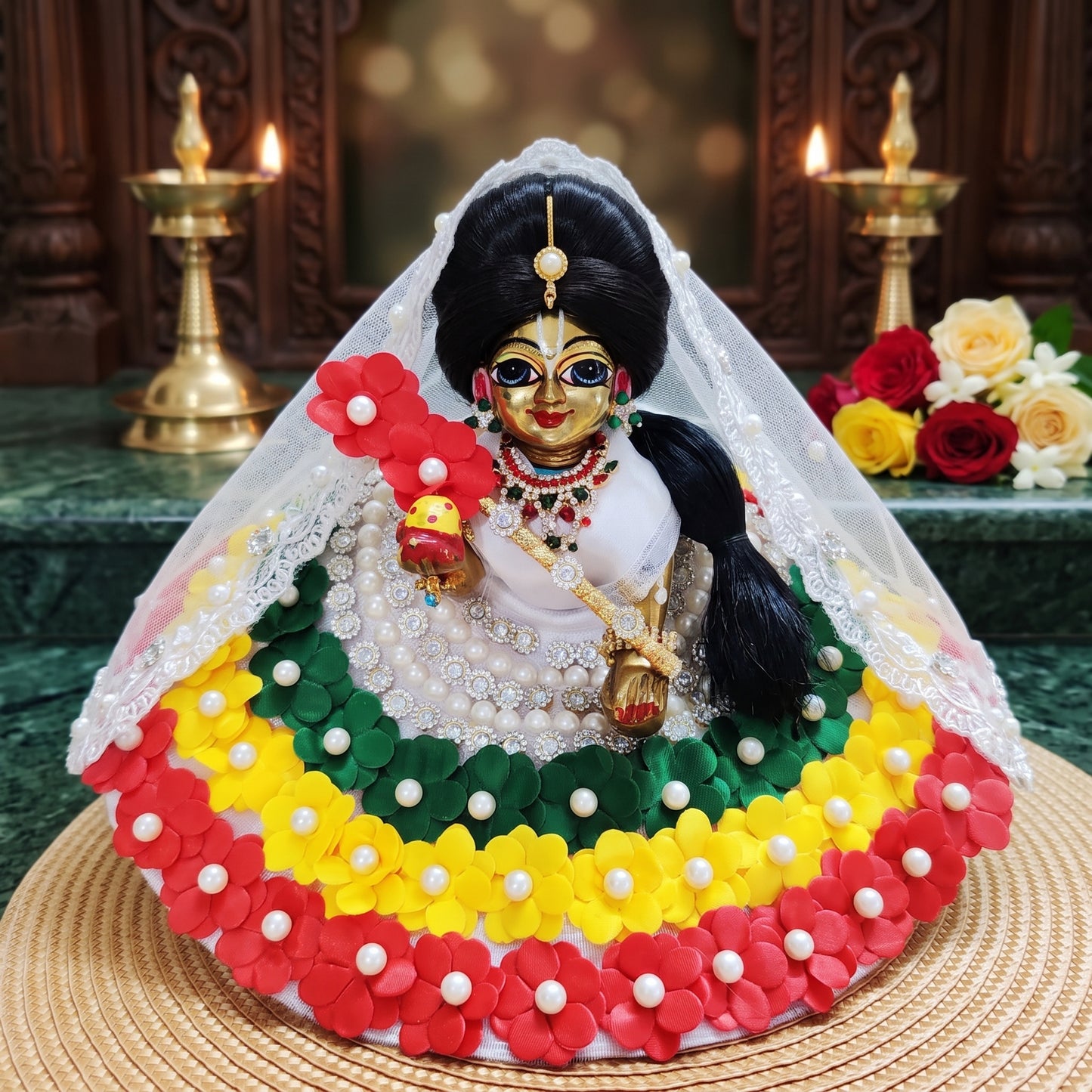 Bal Radha Multi Flower Dress with Dupatta, Bansuri and a Surprise Gift