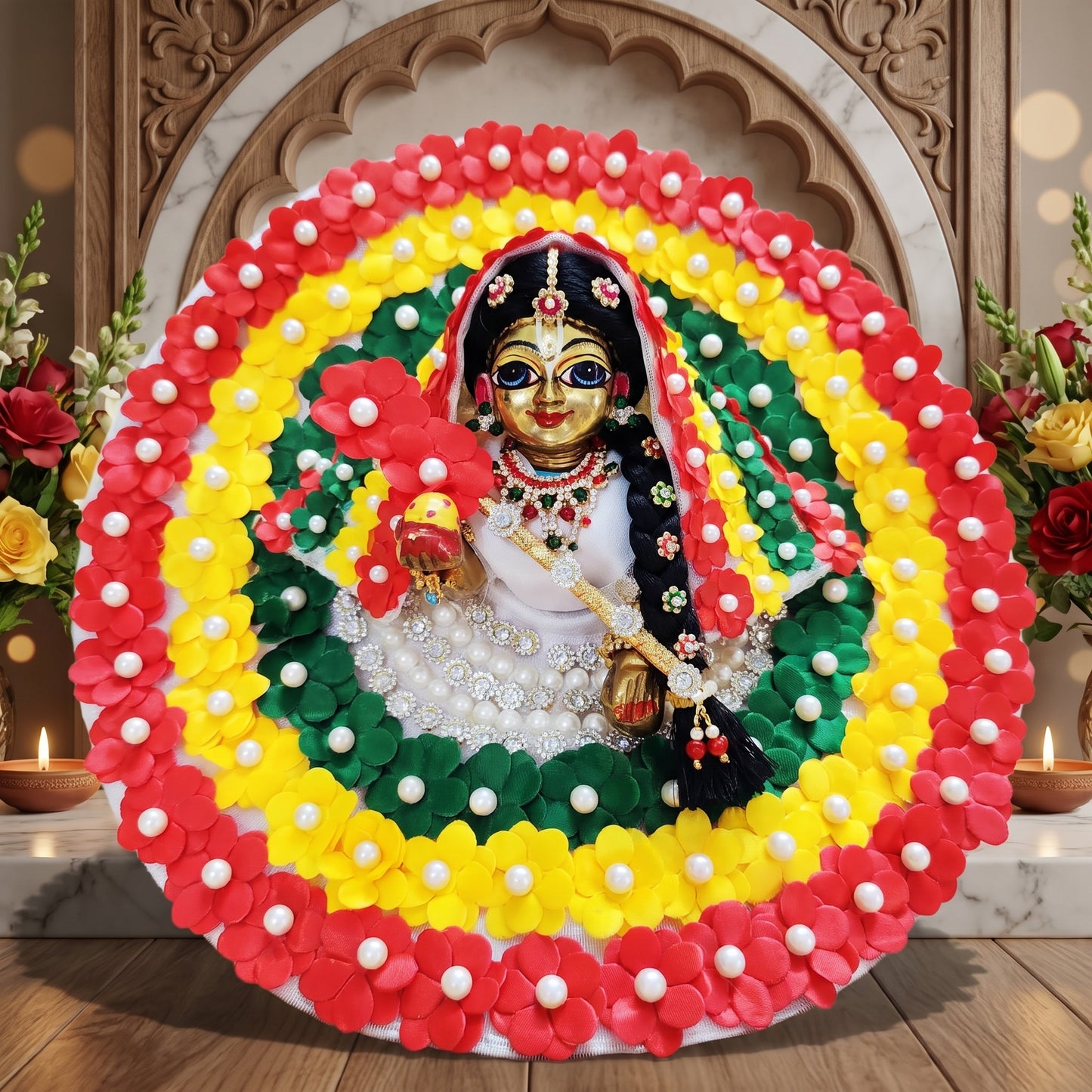 Bal Radha Multi Flower Dress with Dupatta, Bansuri and a Surprise Gift