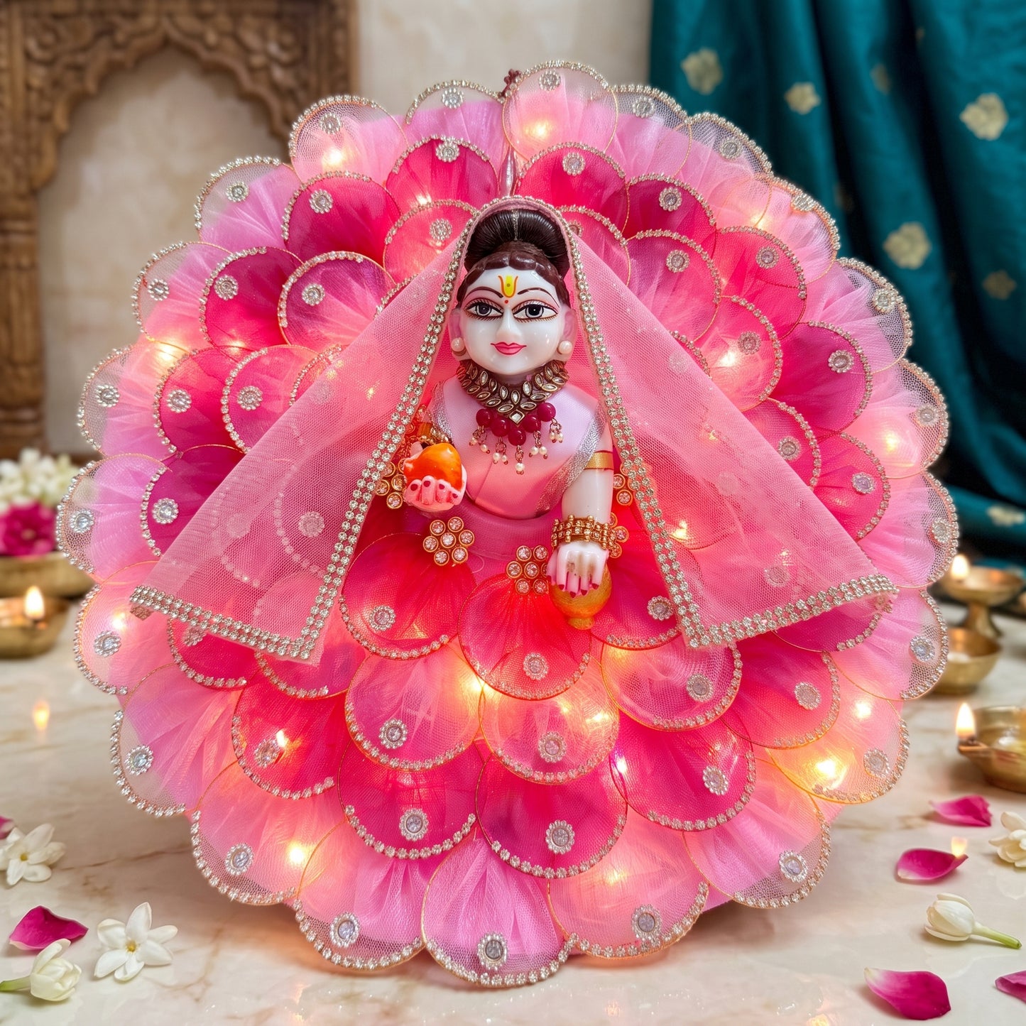Two-in-One LED Light Radha Rani Dress with Dupatta, Bansuri & Surprise Gift