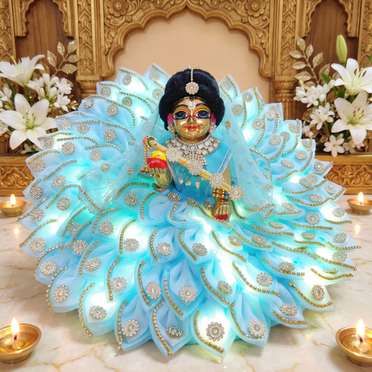 LED Light Two-in-One Fancy Shyama Ju Poshak with Chunri, Bansuri and a Surprise Gift