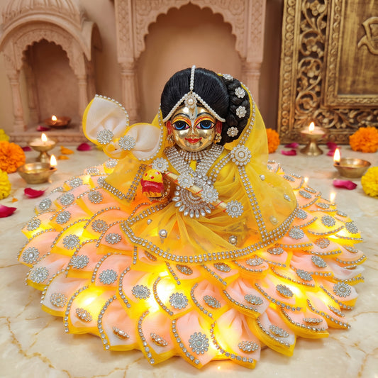 LED Light Two-in-One Fancy Radha Rani Dress with Dupatta, Bansuri and a Surprise Gift