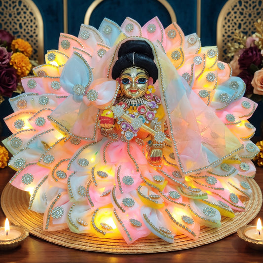 LED Light Two-in-One Fancy Radha Rani Dress with Dupatta, Bansuri and a Surprise Gift
