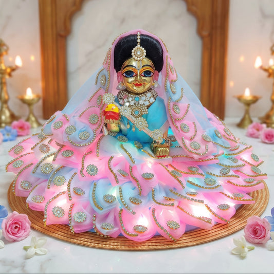 LED Light Two-in-One Fancy Radha Rani Dress with Dupatta, Bansuri and a Surprise Gift