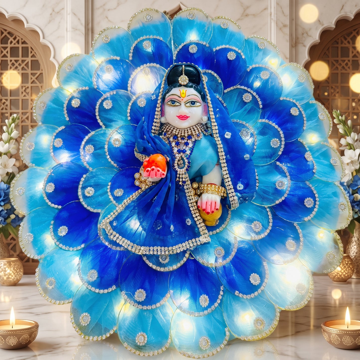 Two-in-One LED Light Radha Rani Dress with Dupatta, Bansuri & Surprise Gift