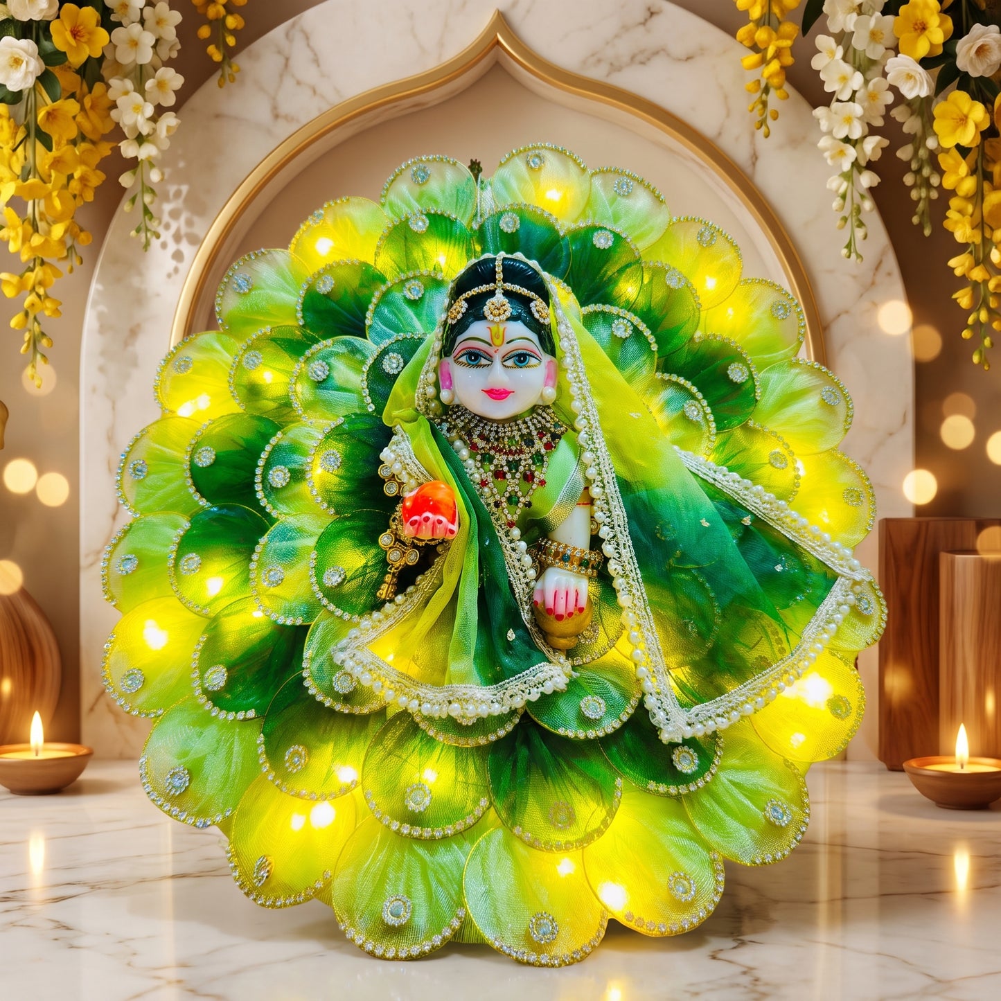 Two-in-One LED Light Radha Rani Dress with Dupatta, Bansuri & Surprise Gift