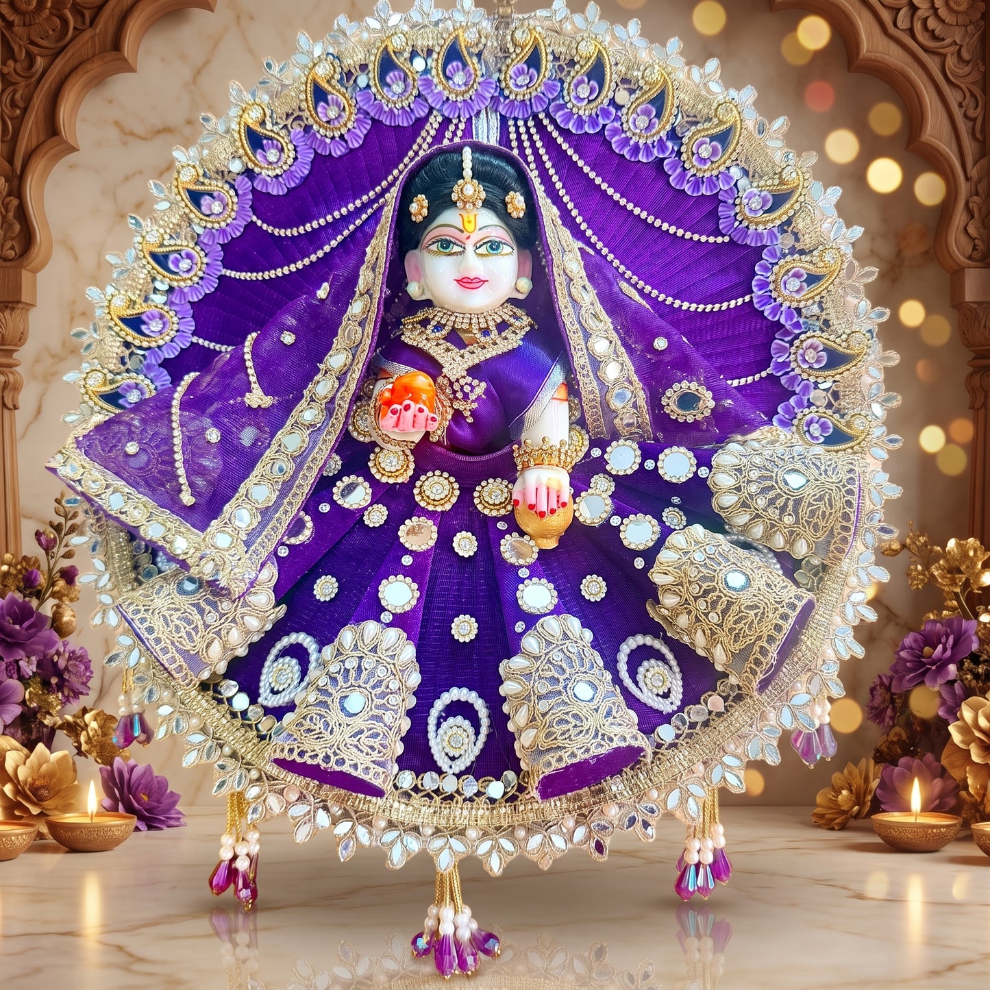 Royal Purple Shree ji Cone Dress with Chunri, Bansuri & Surprise Gift