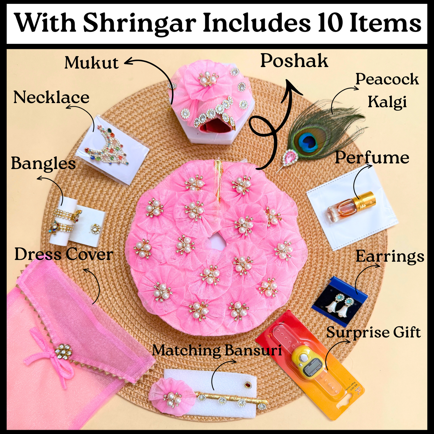 Krishna Flower Dress with Mukut, Bansuri and a Surprise Gift