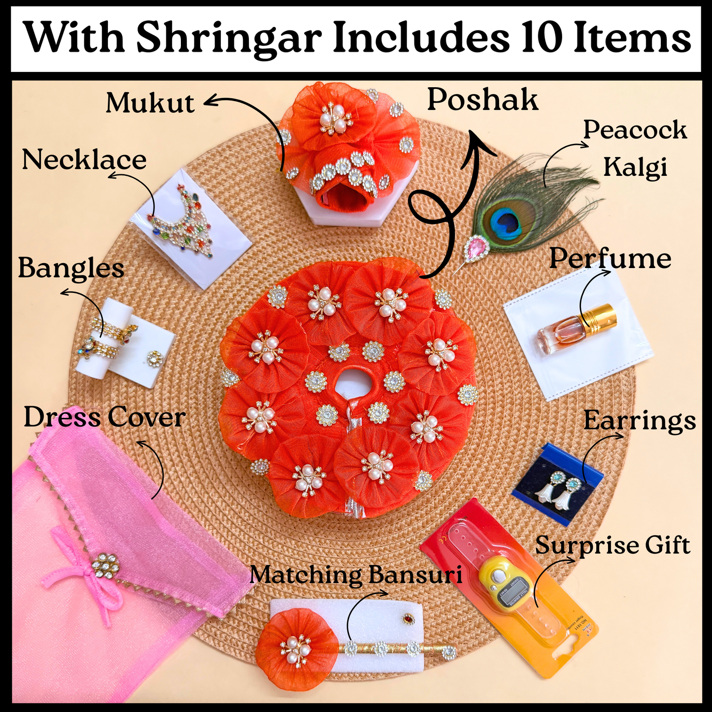 Bal Gopal Flower Dress with Mukut, Bansuri and a Surprise Gift