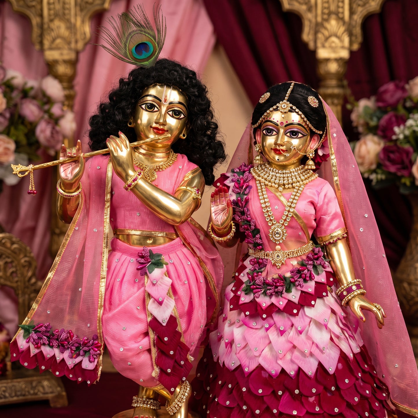 Pink Lotus Petal Radha Krishna Dress