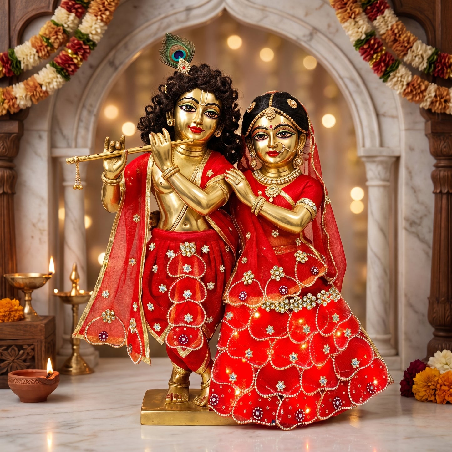 LED Light Radha Krishna Heart Petal Dress