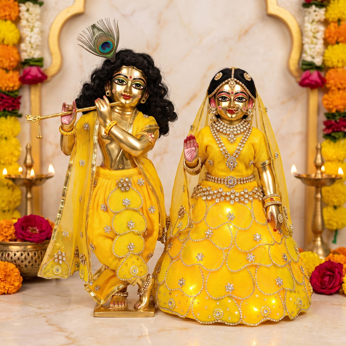 LED Light Radha Krishna Heart Petal Poshak