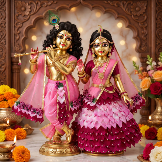 Pink Lotus Petal Radha Krishna Dress