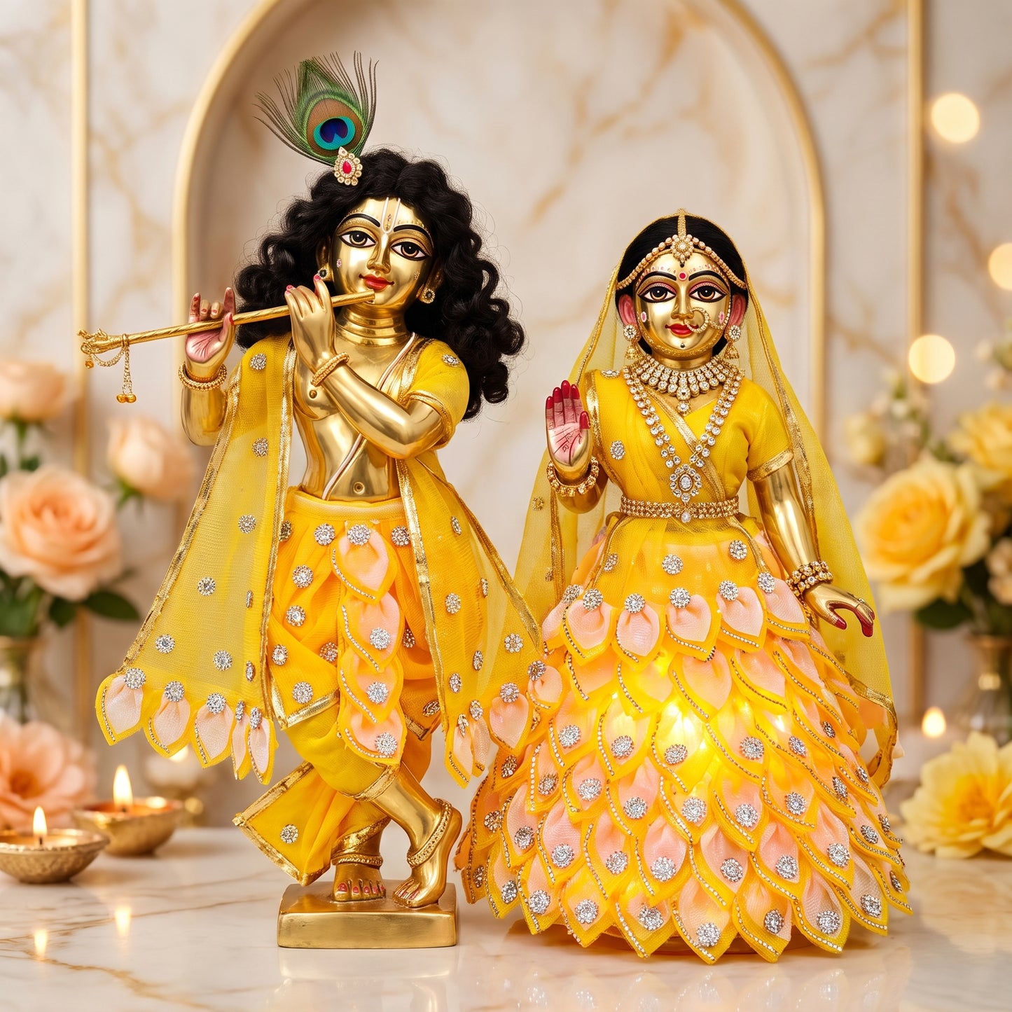Two-in-one LED Light Radha Rani Lehenga & Krishna Dhoti Dress Set