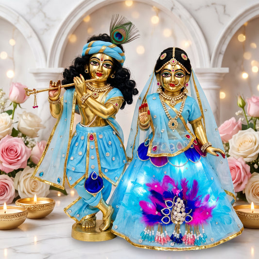 LED Light Radha Krishna 3D Peacock Dress