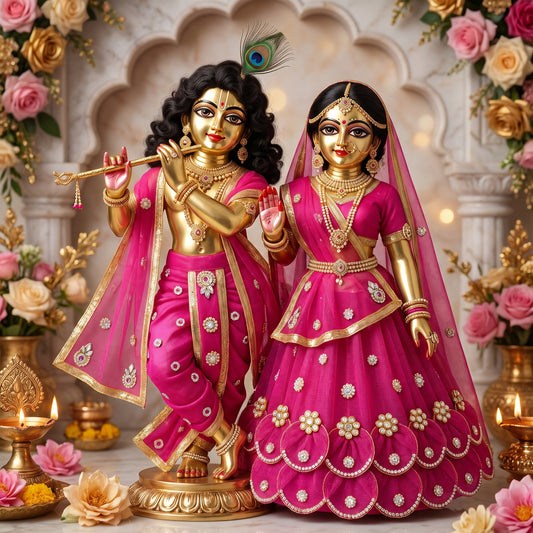 Designer Pink Radha Krishna Poshak