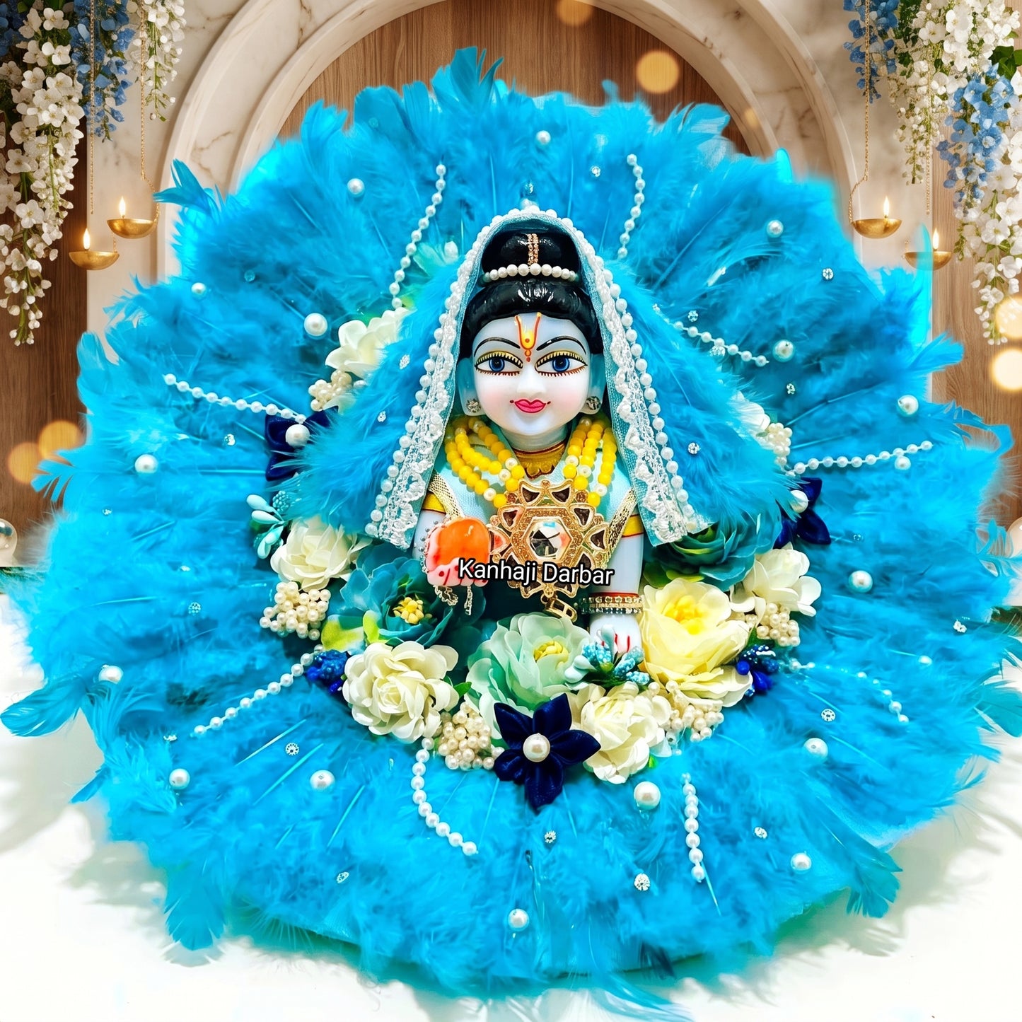 Soft White Feather Shree Radha Dress with Dupatta, Bansuri and a Surprise Gift