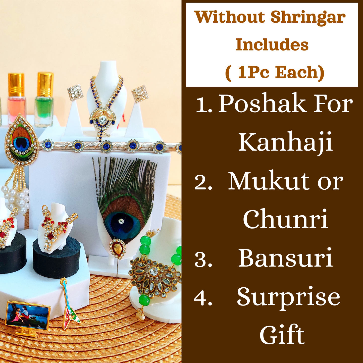 LED Light Two-in-One Fancy Ladli Ji Poshak with Chunri, Bansuri and a Surprise Gift